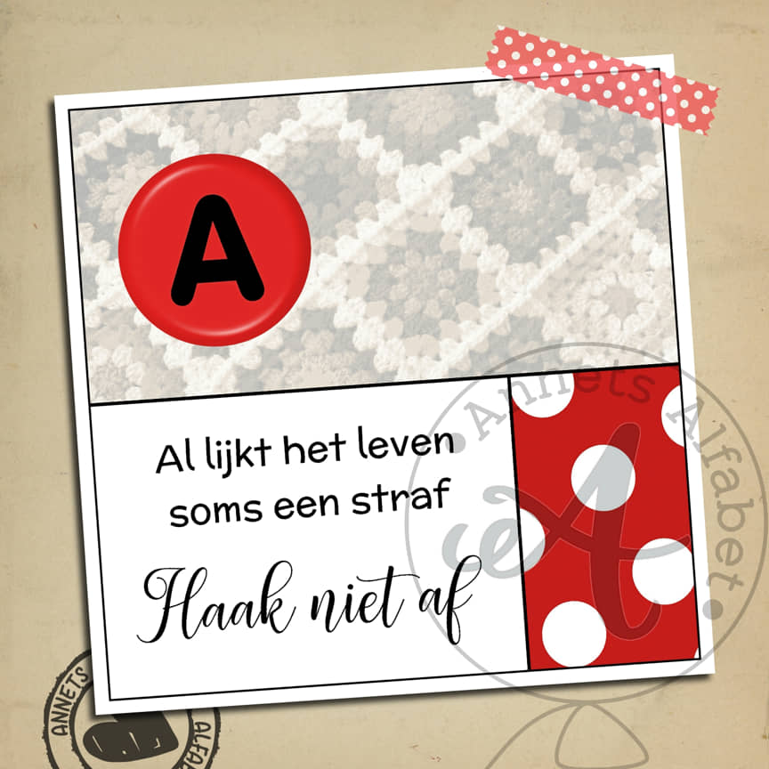 KAARTJES Rijmpjes Letters Haak niet af Letter A