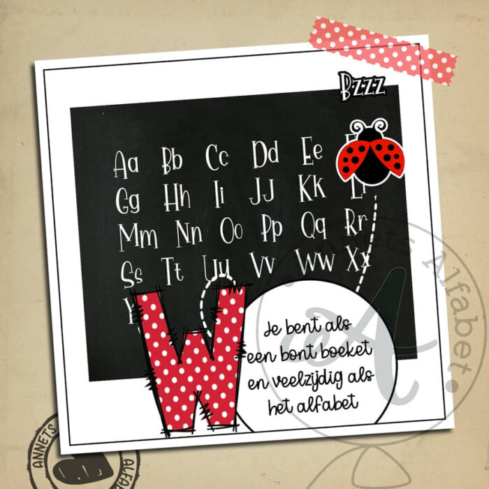 alfabet veelzijdig W23 lieveheersbeestje zw wm