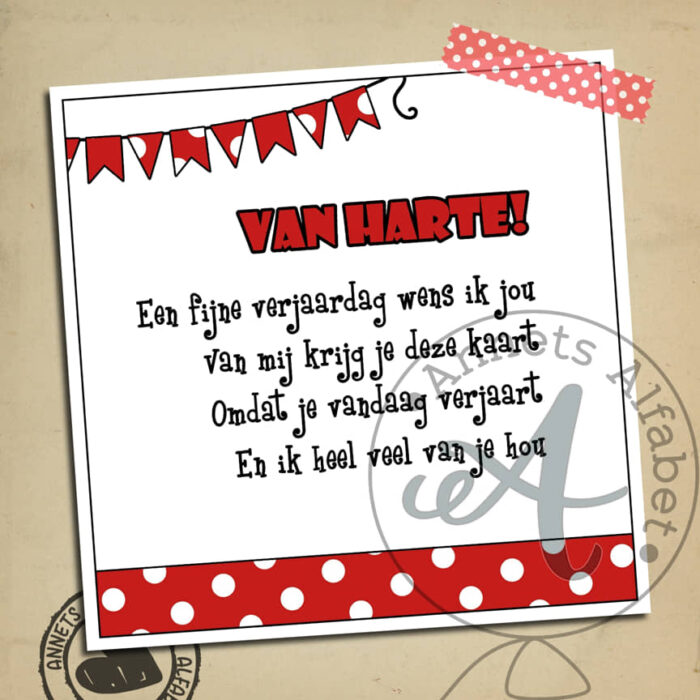 PLAATJES Gedichtjes Verjaardag Slingers 10 Fijne verjaardag