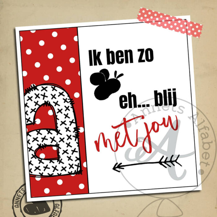 KAARTJES Rijmpjes Letters Blij met jou achtergrond Letter A