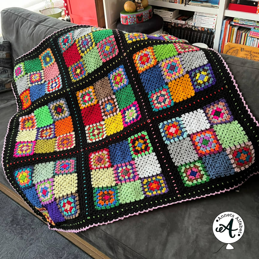 Een granny square ninepatch deken - haakblog 178