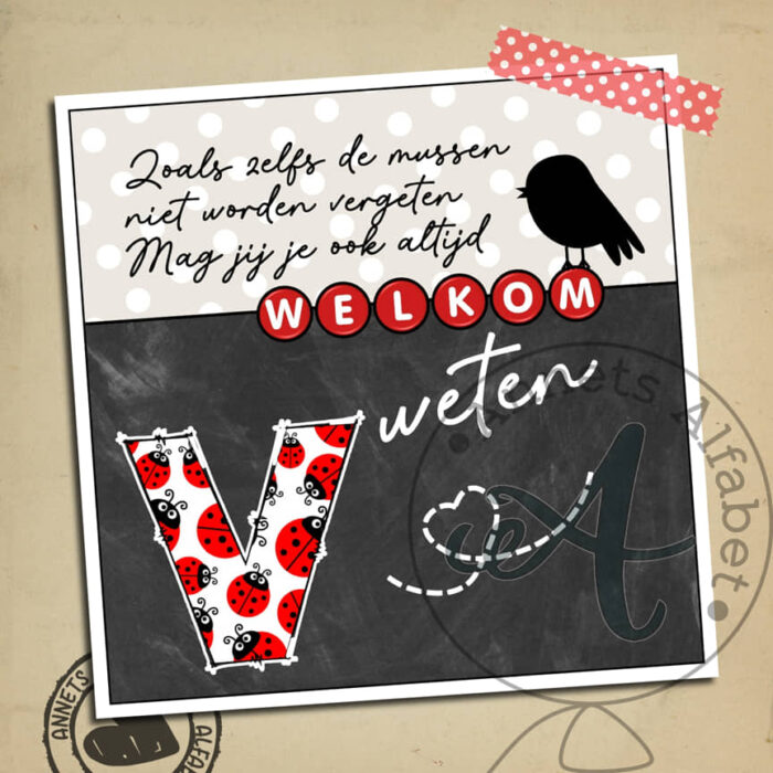 Letters Wees welkom Letter V