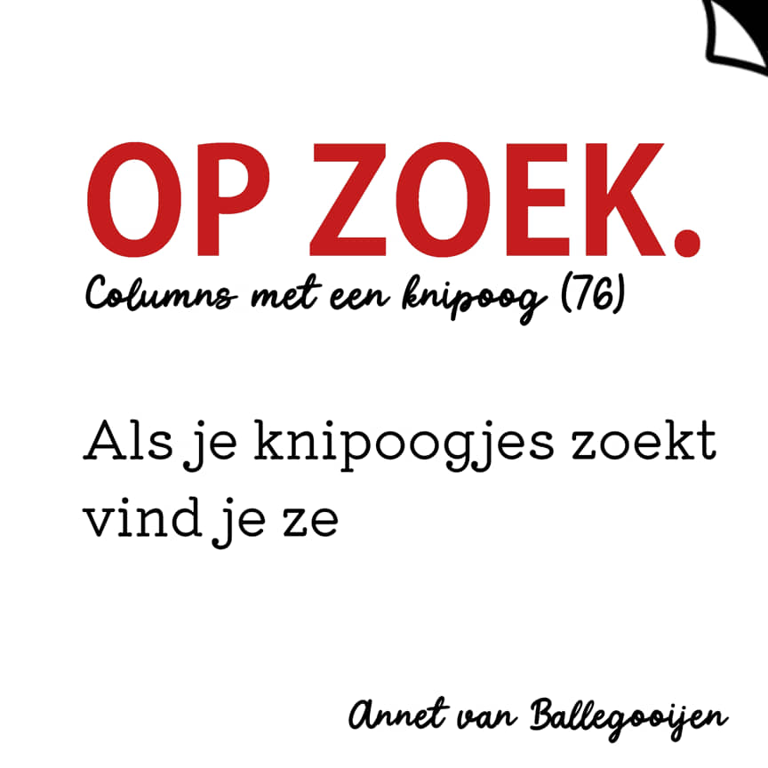 columns met een knipoog 76 - Op zoek - Annet van Ballegooijen