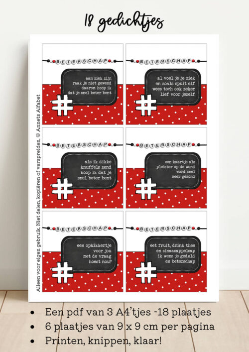PRINTABLES Rijmpjes Beterschap Serie Kraaltjes