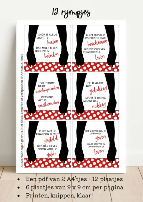 PRINTABLES Rijmpjes Shopaholic Serie