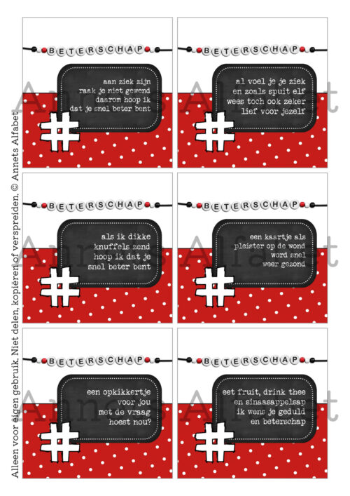 PRINTABLES Rijmpjes Serie Beterschap Kraaltjes