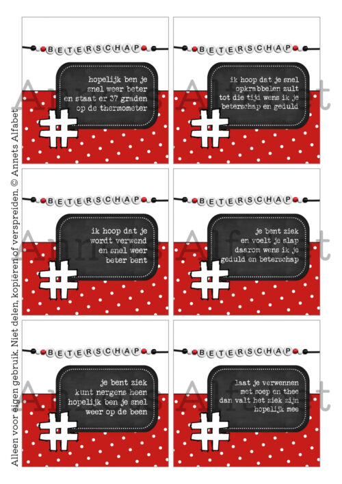 PRINTABLES Rijmpjes Beterschap Kraaltjes 2