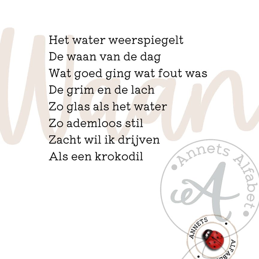 PRINTABLE Gedicht Waan Het water weerspiegelt... - gedichten leven