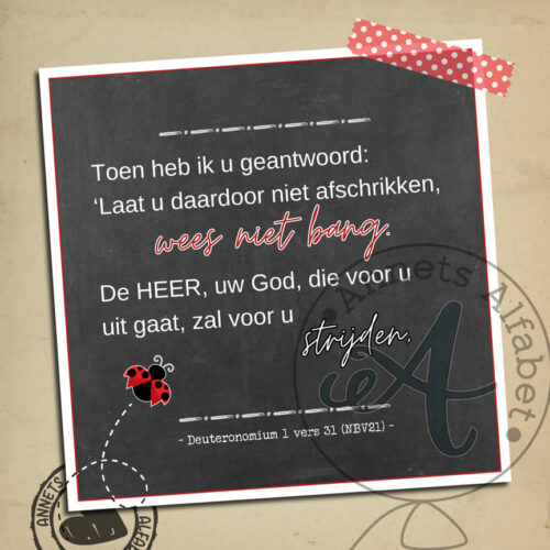 Bang met een belofte 010 - Deuteronomium 1 vers 29-30 - Annets Alfabet wm
