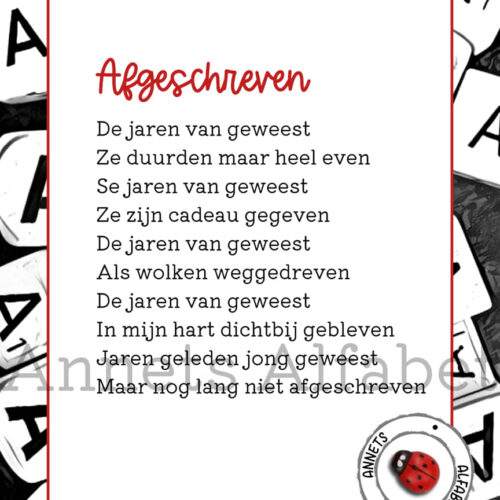 Gedicht Afgeschreven - gedichten leven - Annets Alfabet wm