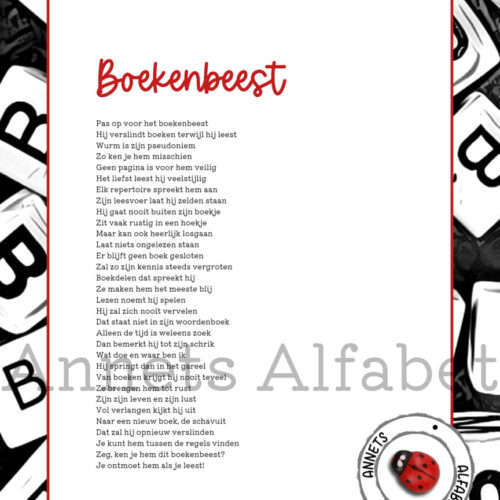 Gedicht Boekenbeest - gedichten leven wm -Annets Alfabet