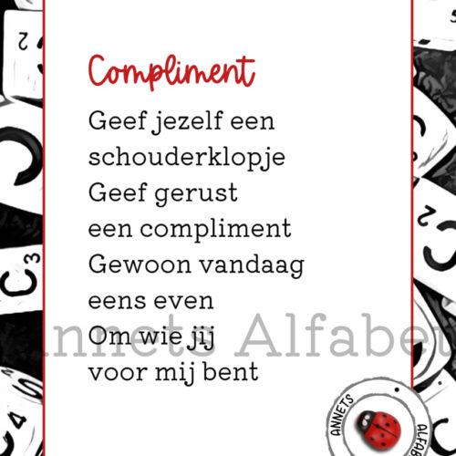 Gedicht Compliment - gedichten leven wm - Annets Alfabet