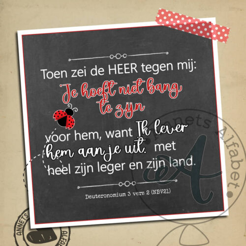 Bang met een belofte 011 - Deuteronomium 3 vers 2 wm - Annets Alfabet