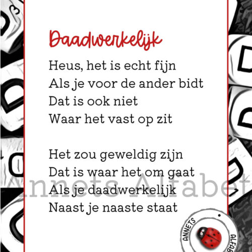 Gedicht Daadwerkelijk - gedachten gedichten wm - Annets Alfabet