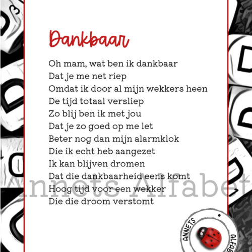 Gedicht Dankbaar - gedichten moeder wm - Annets Alfabet